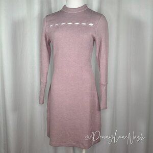 Petite Studio Mock Neck Cut Out Sweater Dress Pink